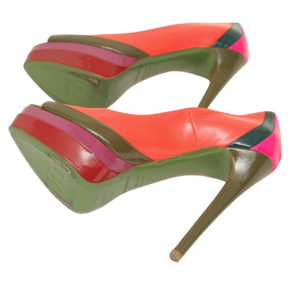 RUTHIE DAVIS Platform Pump POPSICLE Patent Leather Peep Toe Purple Heels 38.5 - Picture 9 of 11